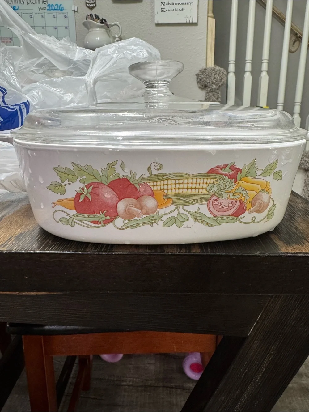 Vintage CorningWare 2 Ltr Garden Harvest Vegetable Casserole Dish with Pyrex Lid